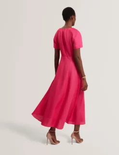 Linen Raglan Sleeve Maxi Dress
