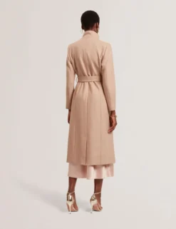 Longline Belted Wool Wrap Coat