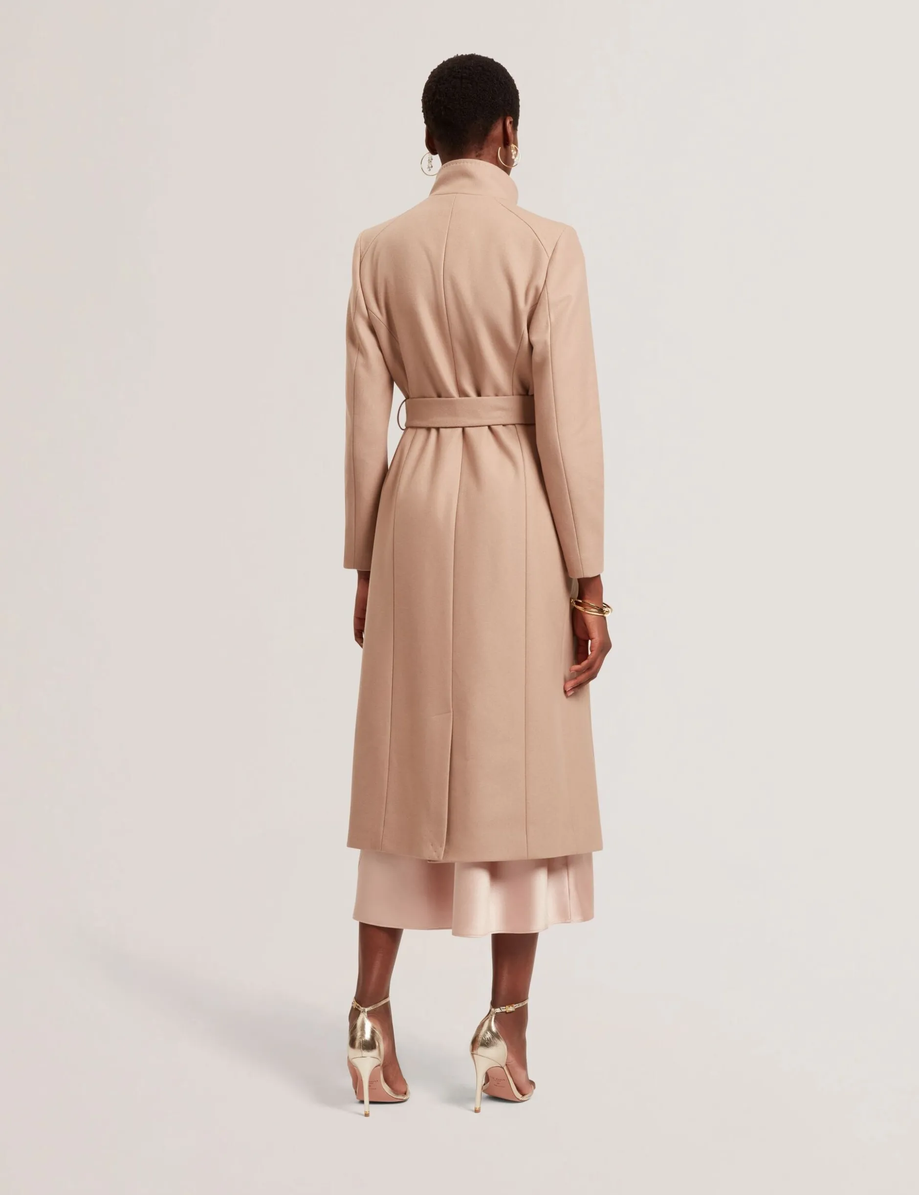 Longline Belted Wool Wrap Coat