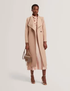 Longline Belted Wool Wrap Coat
