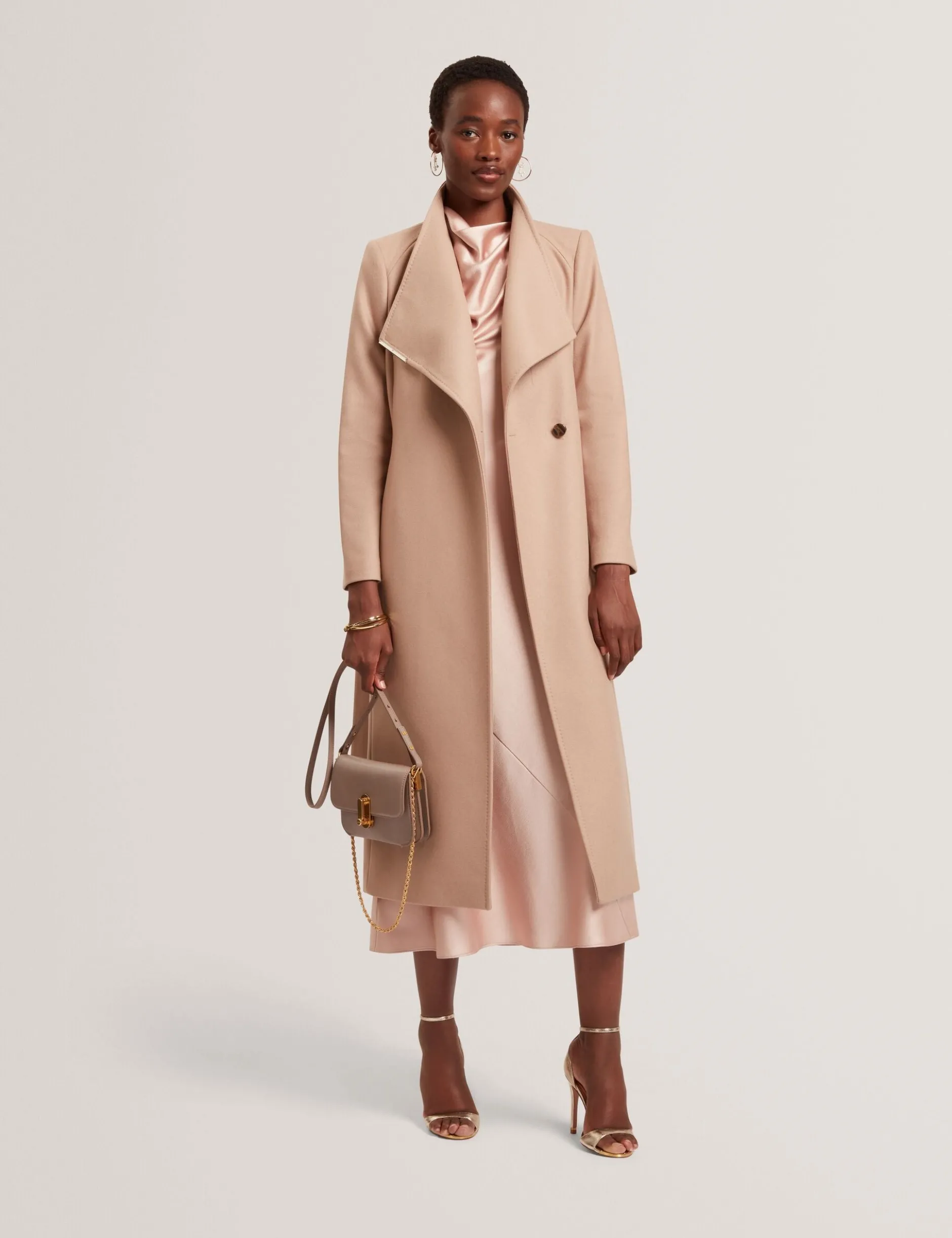 Longline Belted Wool Wrap Coat