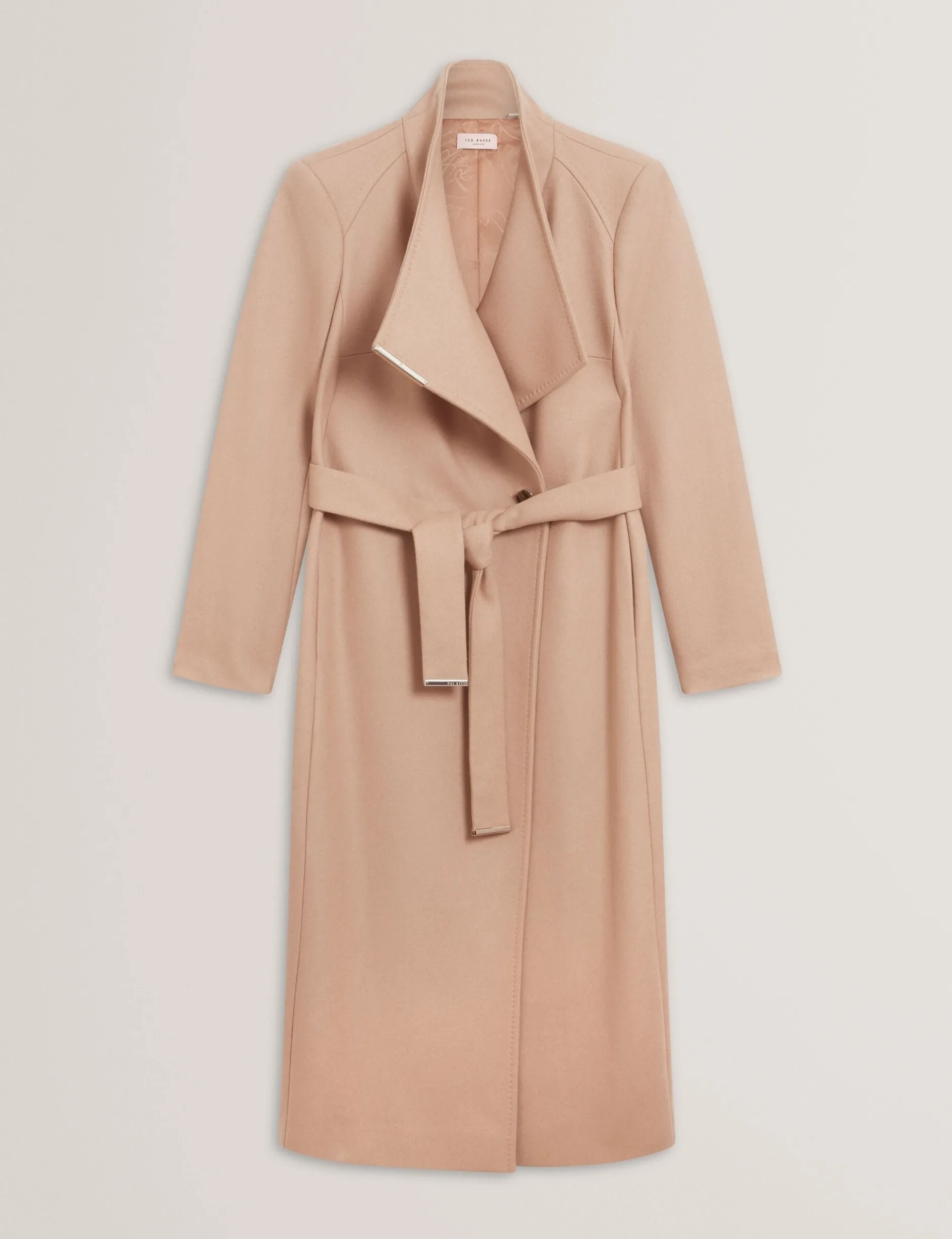 Longline Belted Wool Wrap Coat