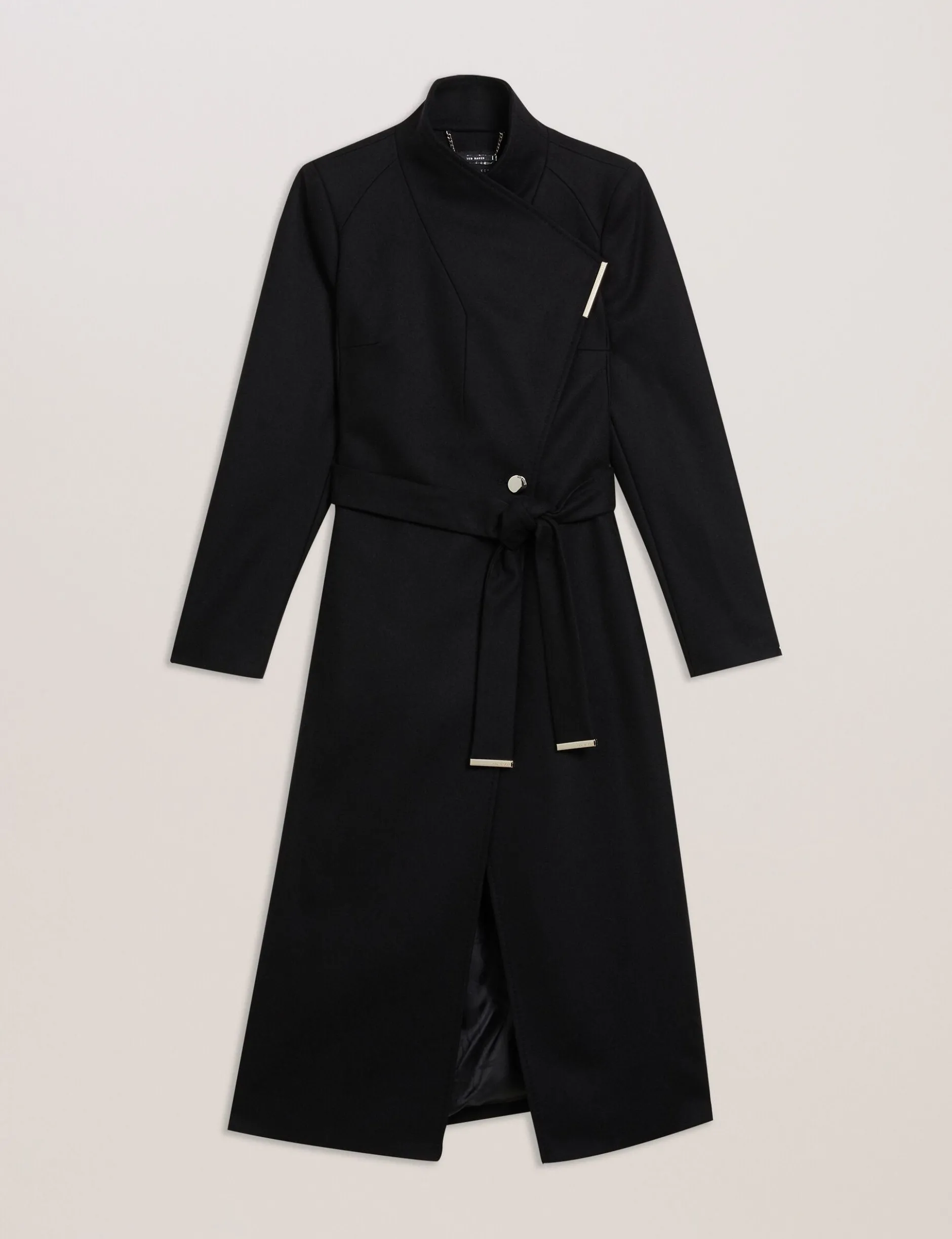 Longline Belted Wool Wrap Coat