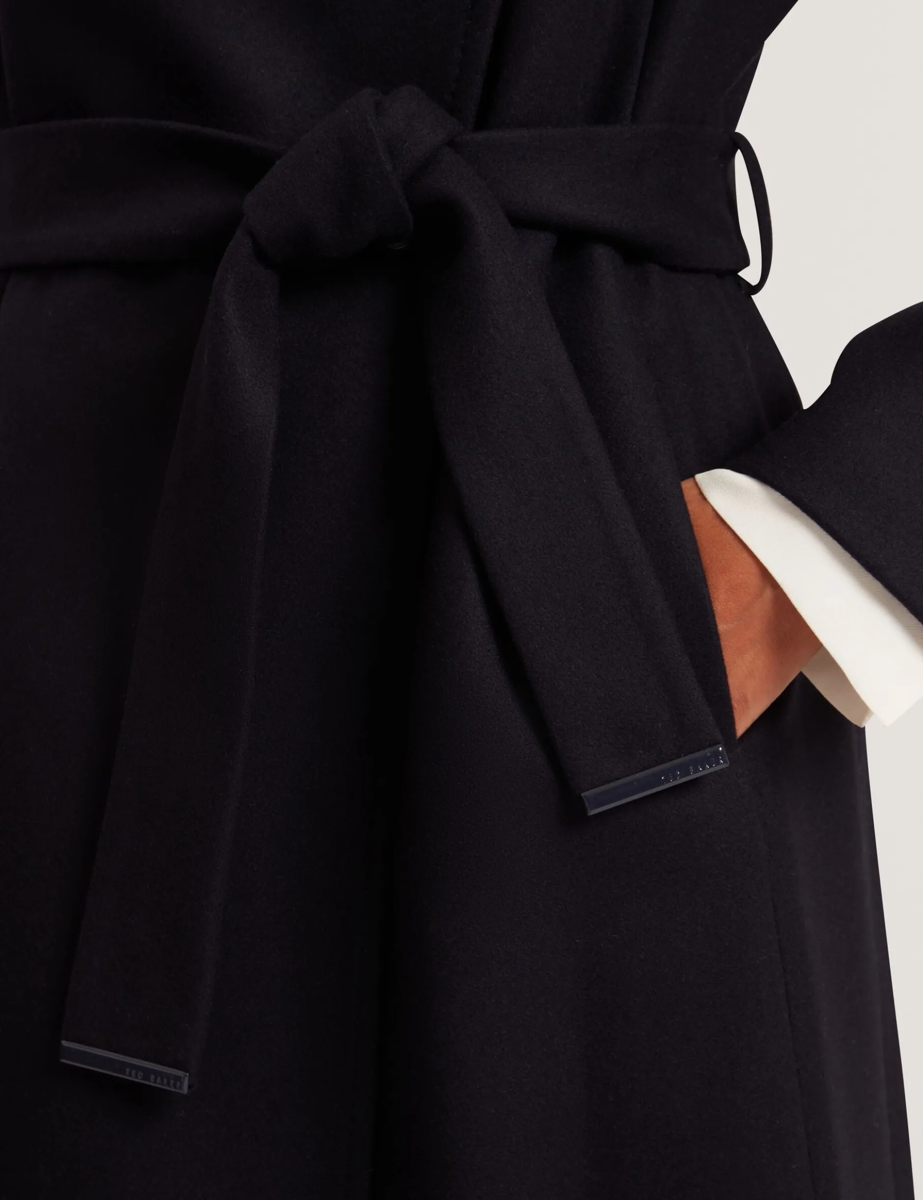 Longline Belted Wool Wrap Coat