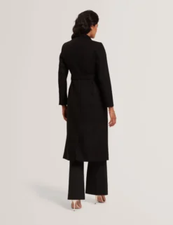 Longline Belted Wool Wrap Coat