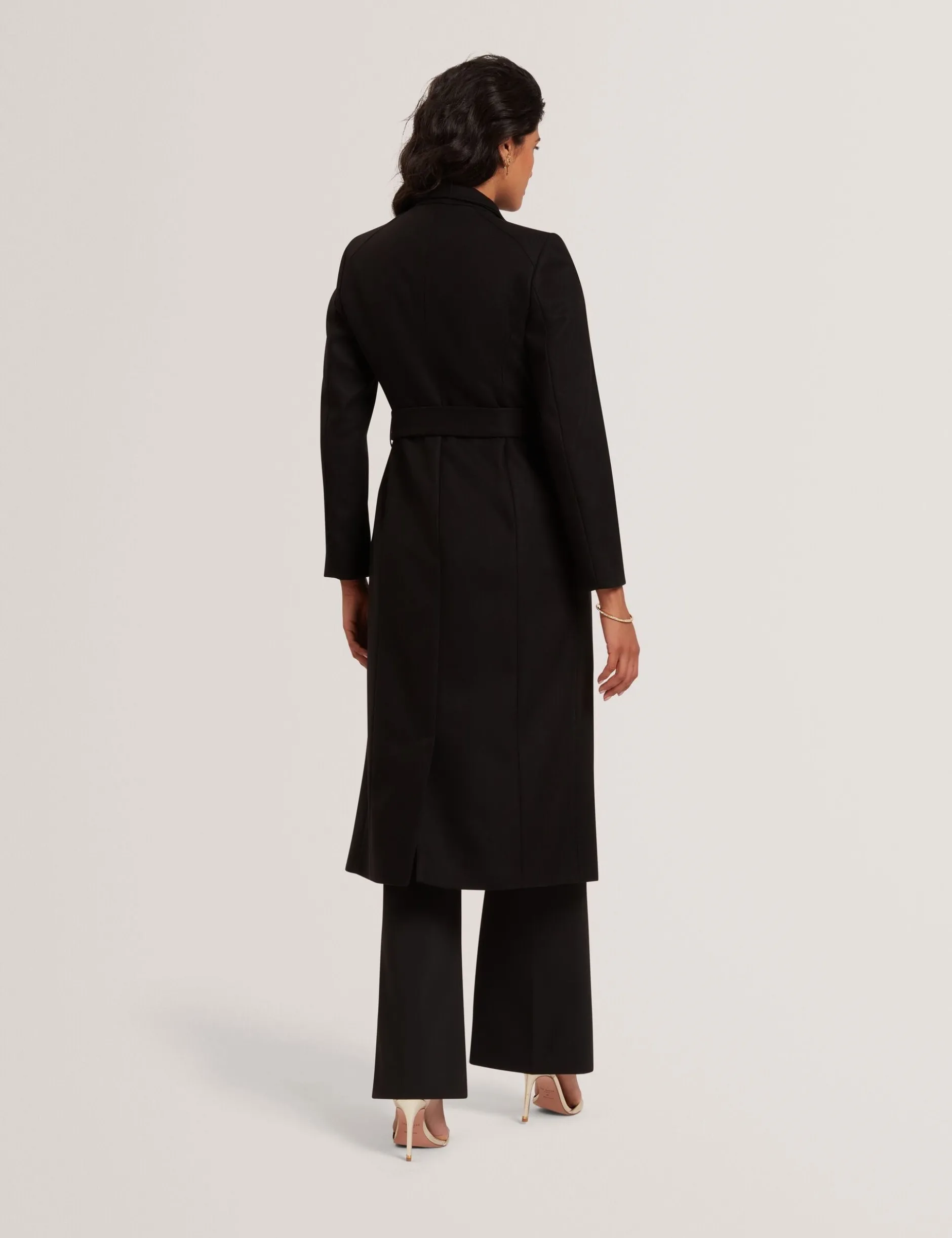 Longline Belted Wool Wrap Coat