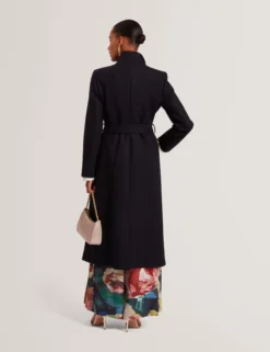 Longline Belted Wool Wrap Coat