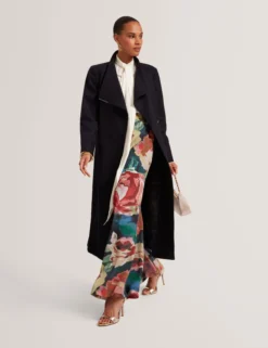 Longline Belted Wool Wrap Coat