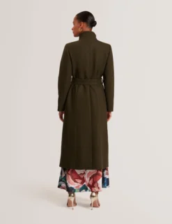 Longline Belted Wool Wrap Coat