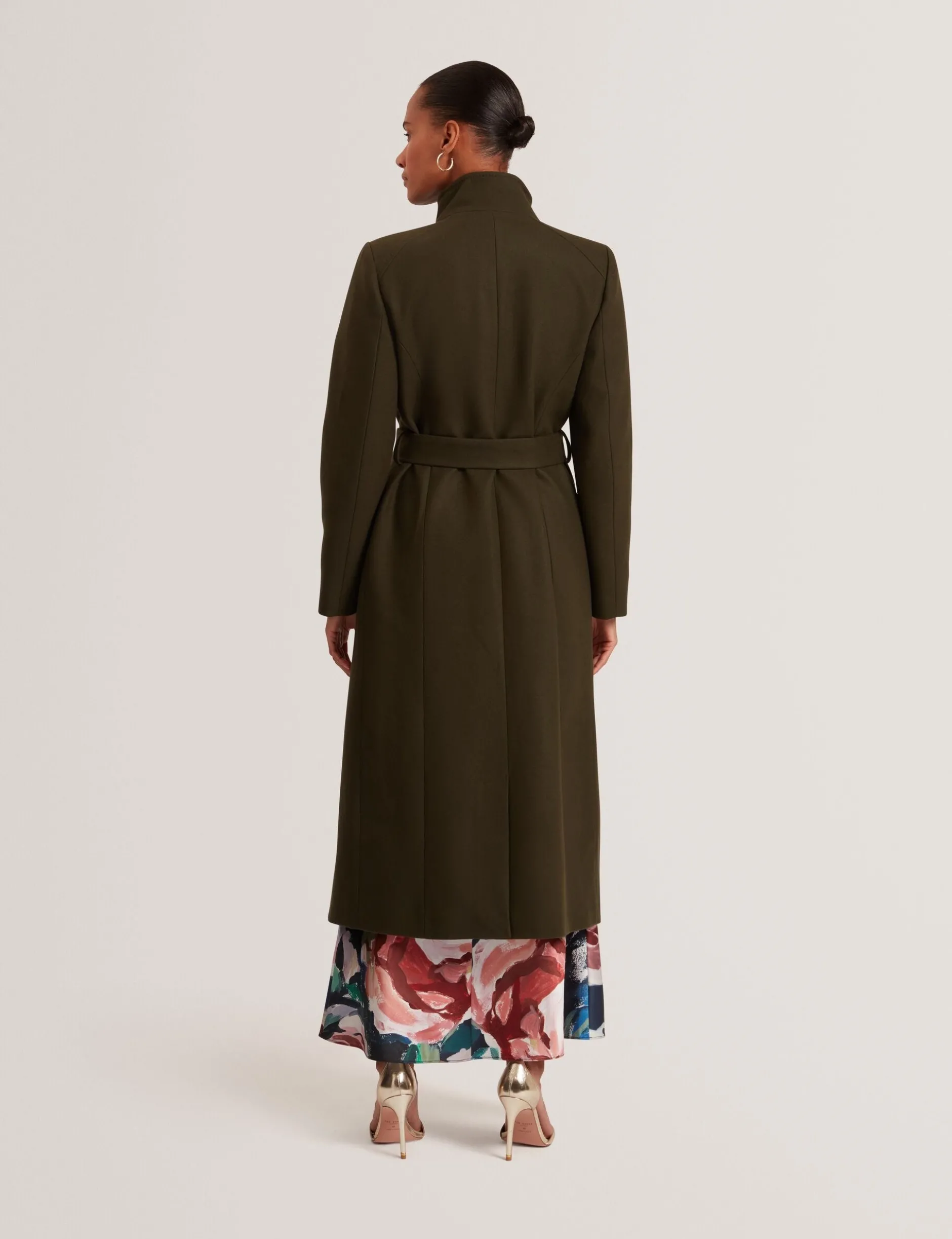 Longline Belted Wool Wrap Coat