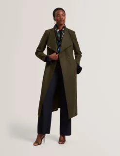 Longline Belted Wool Wrap Coat