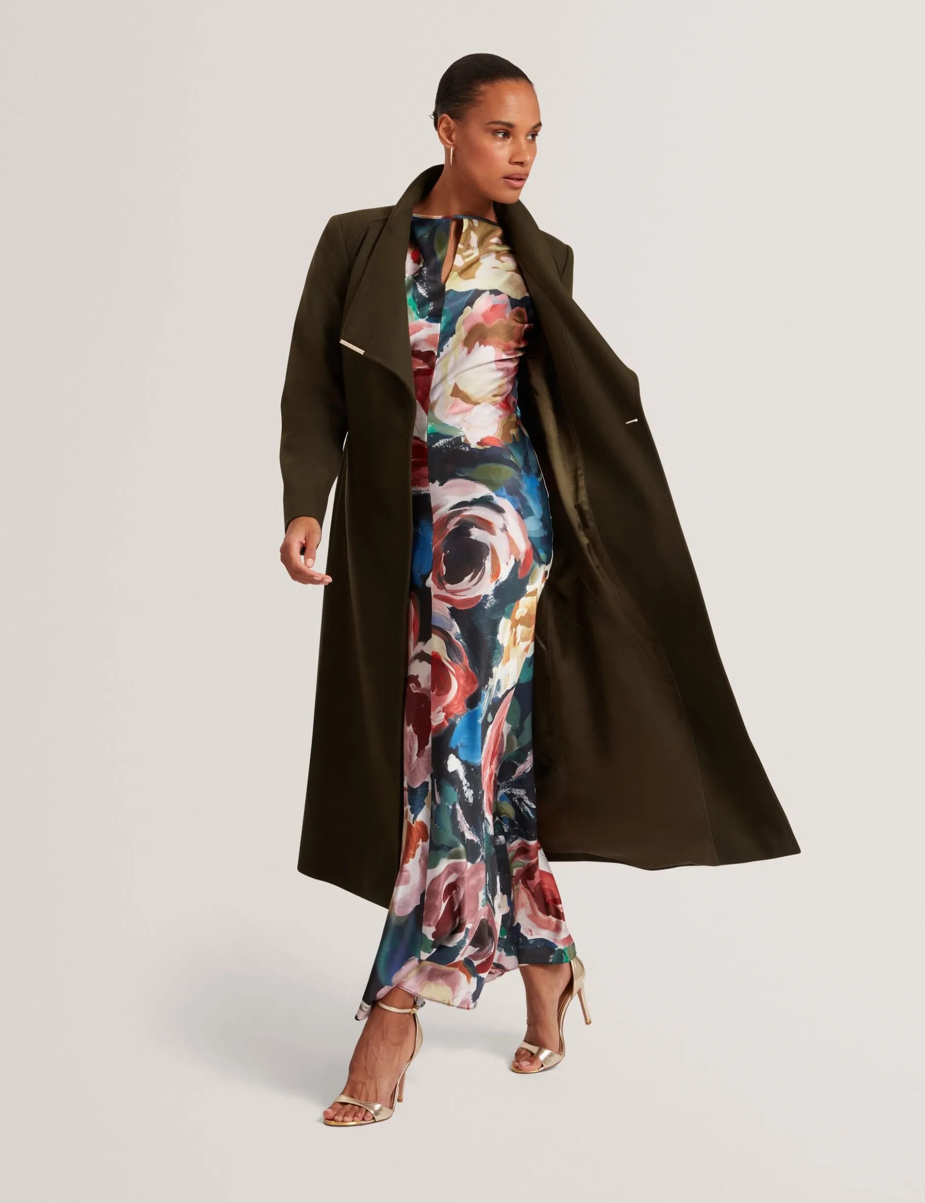 Longline Belted Wool Wrap Coat