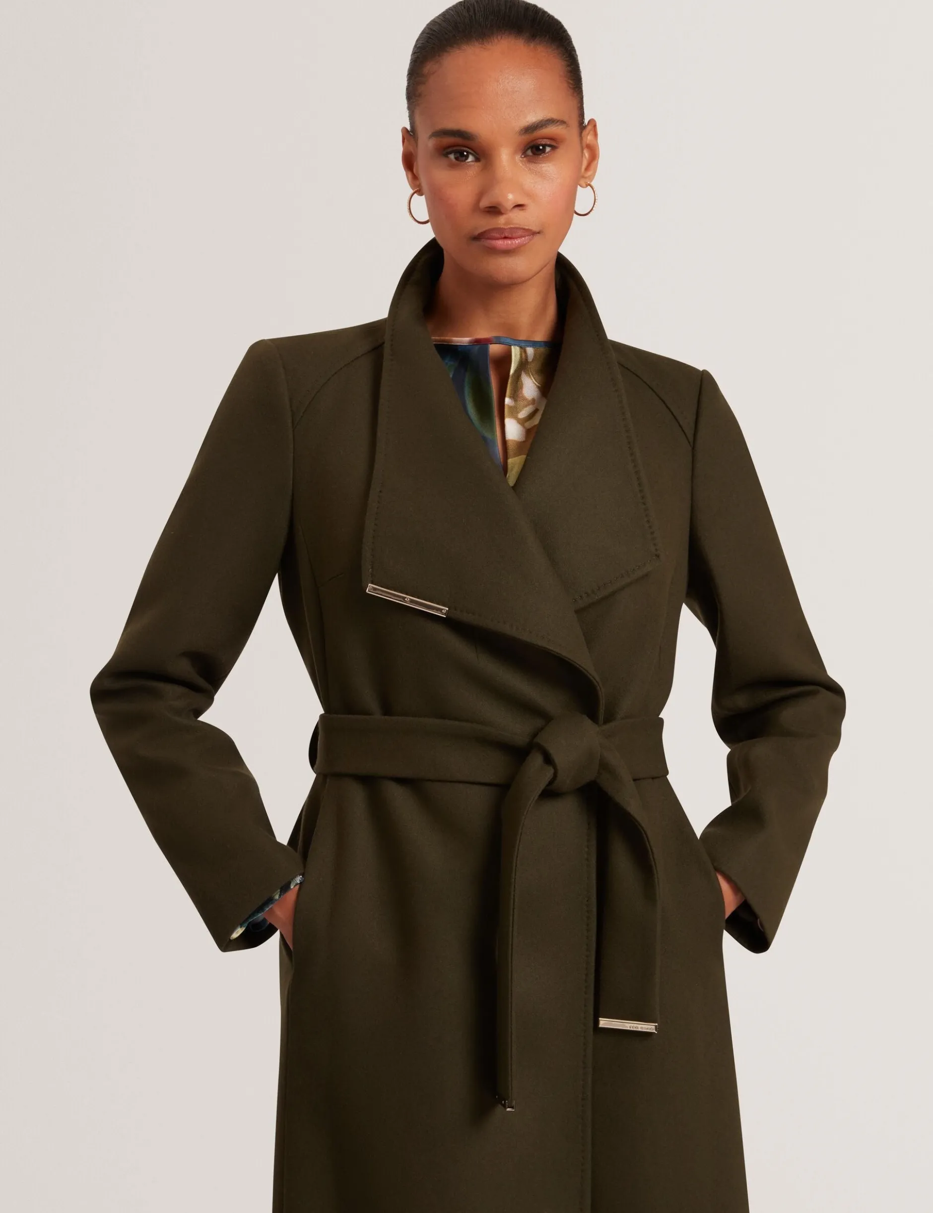Longline Belted Wool Wrap Coat