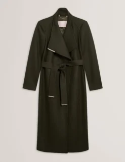 Longline Belted Wool Wrap Coat