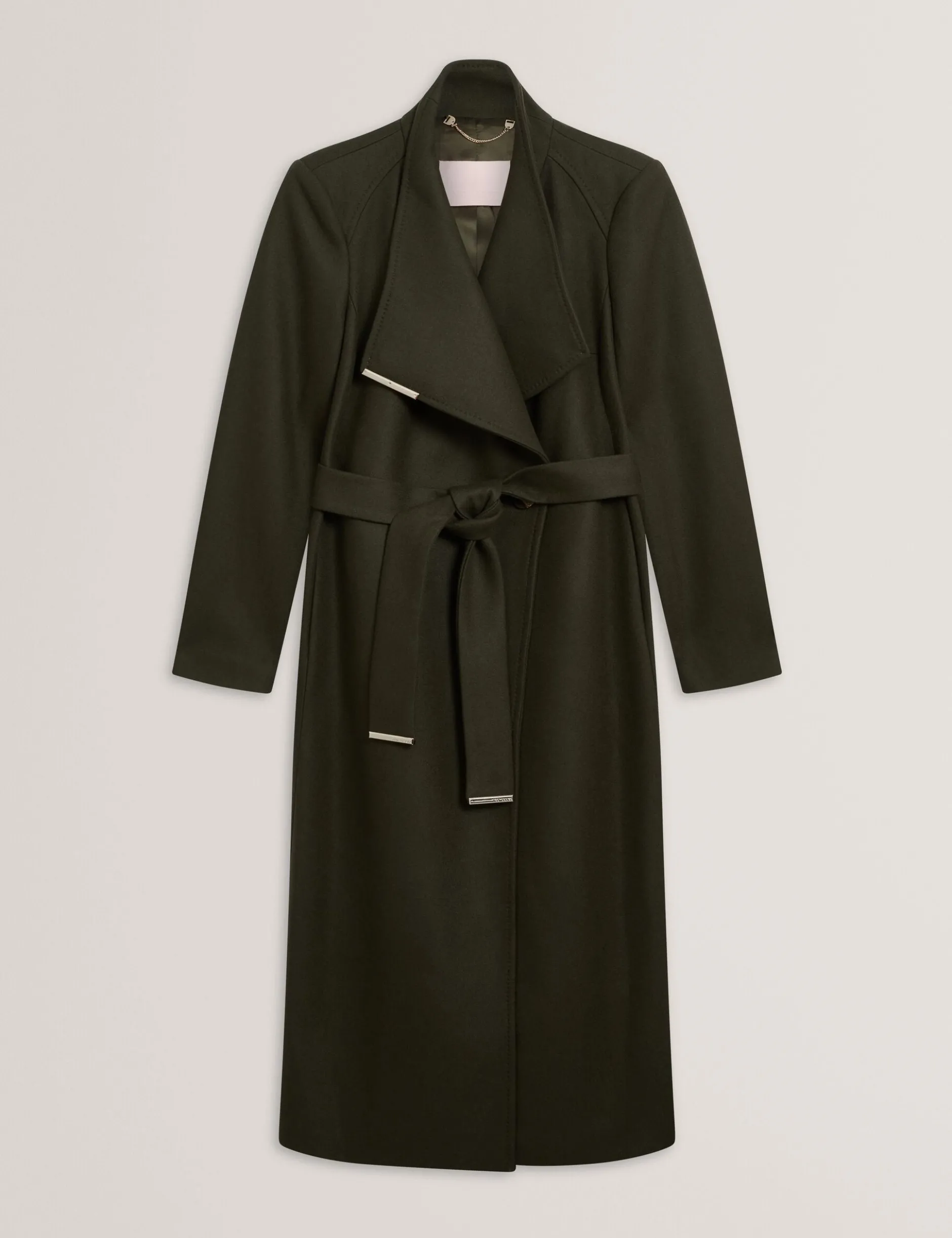Longline Belted Wool Wrap Coat