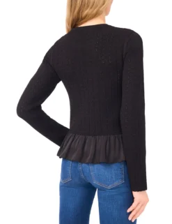 Long Sleeve Crew Neck with Pointelle Cable