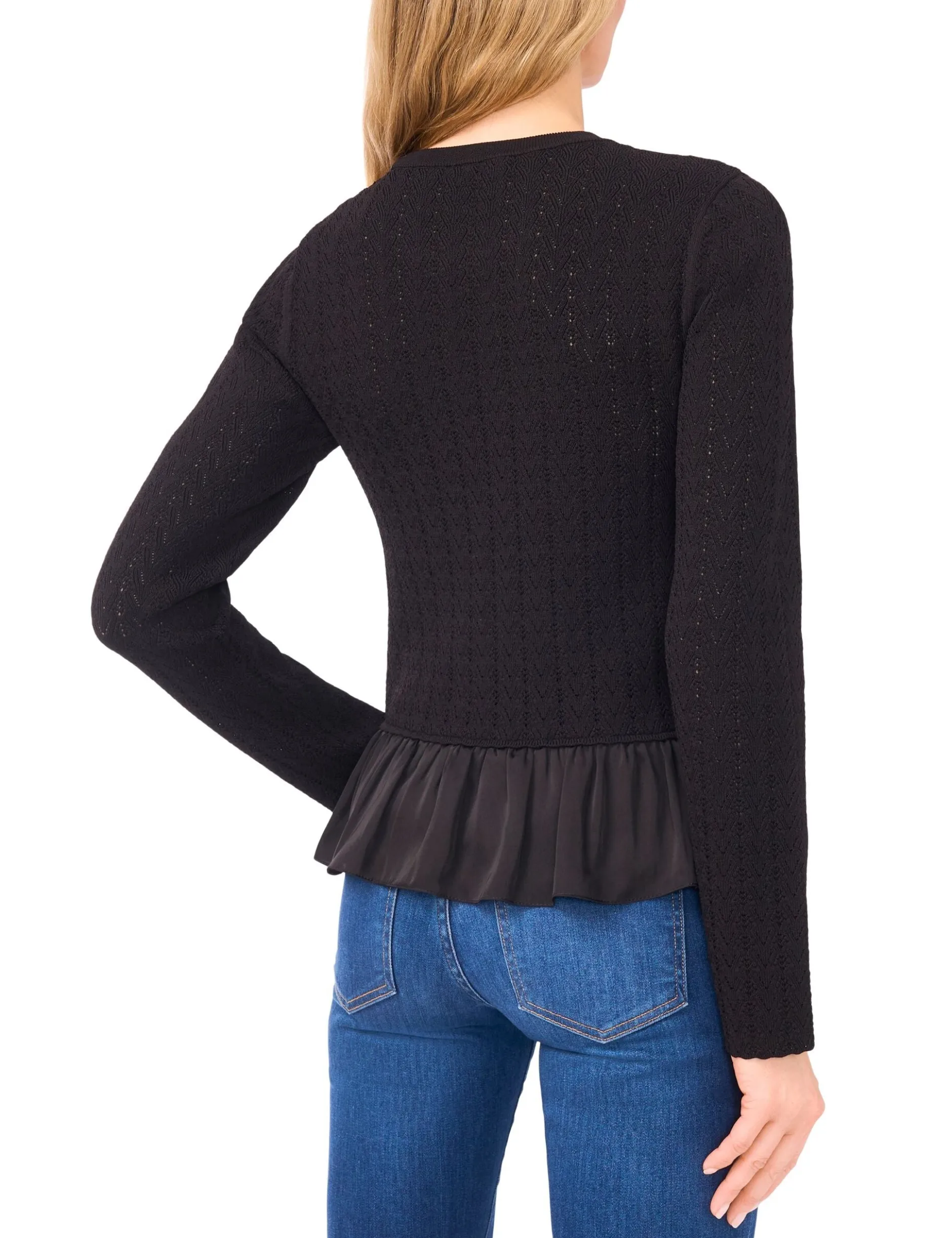 Long Sleeve Crew Neck with Pointelle Cable