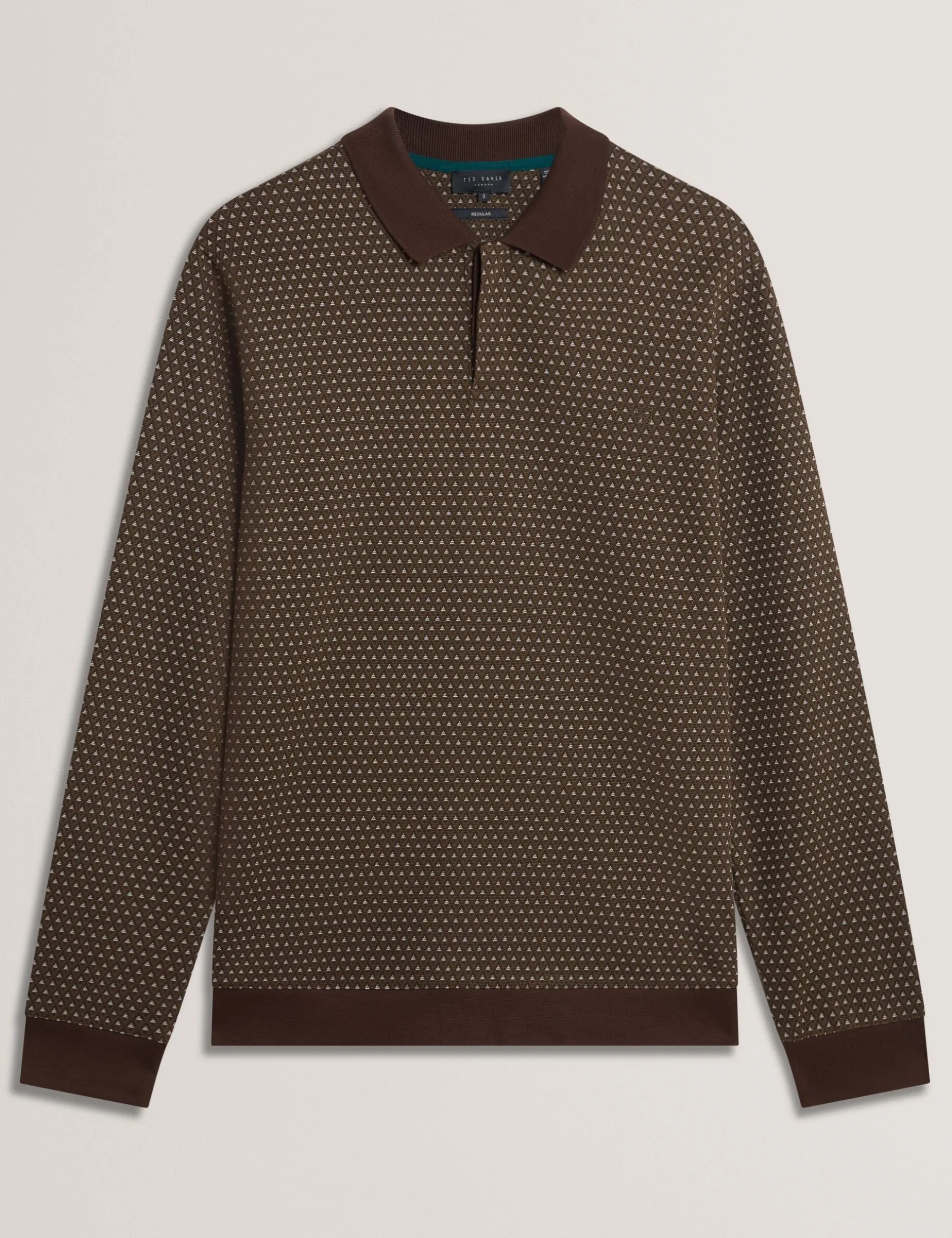 Long Sleeve Geo Jacquard Polo