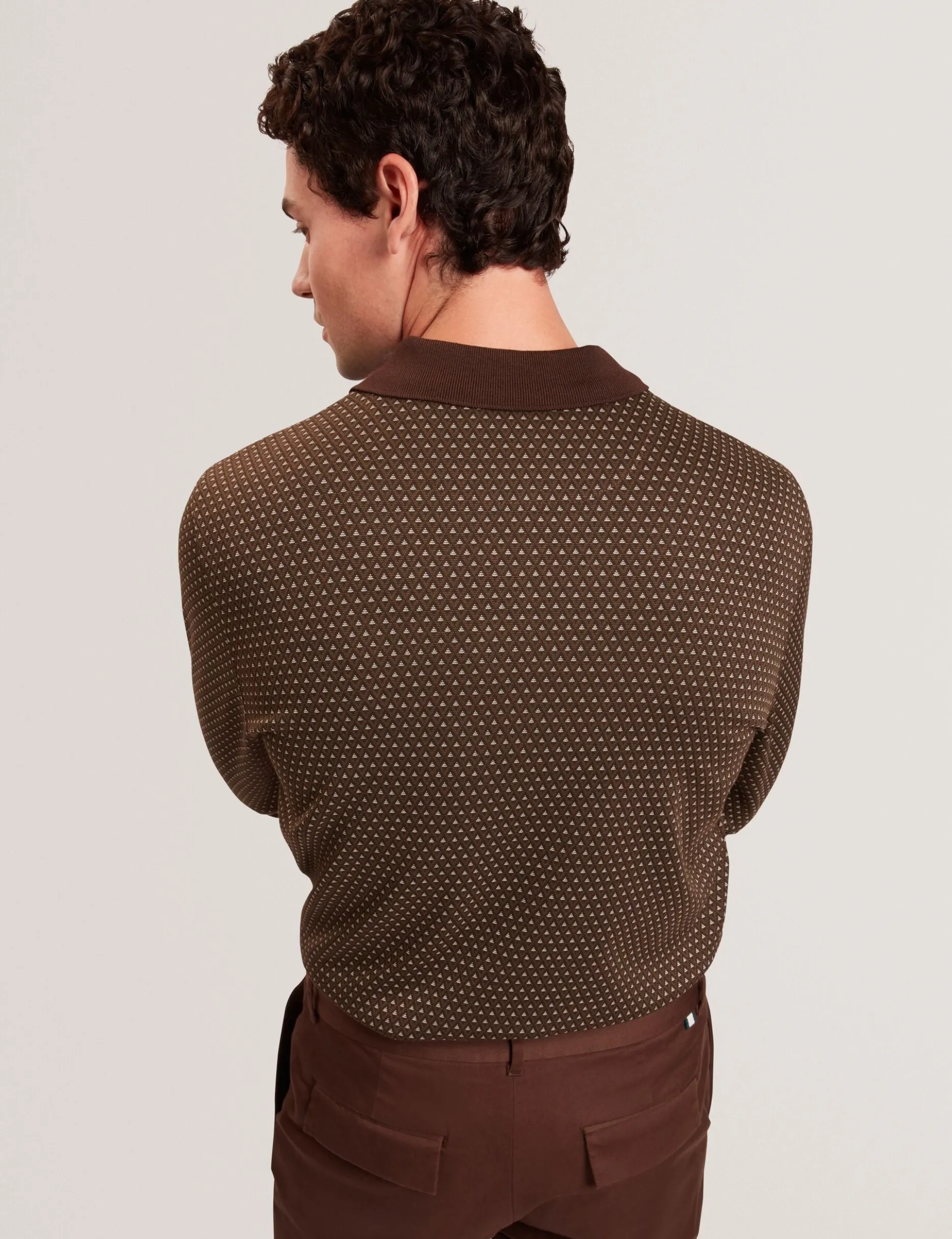 Long Sleeve Geo Jacquard Polo