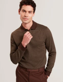 Long Sleeve Geo Jacquard Polo