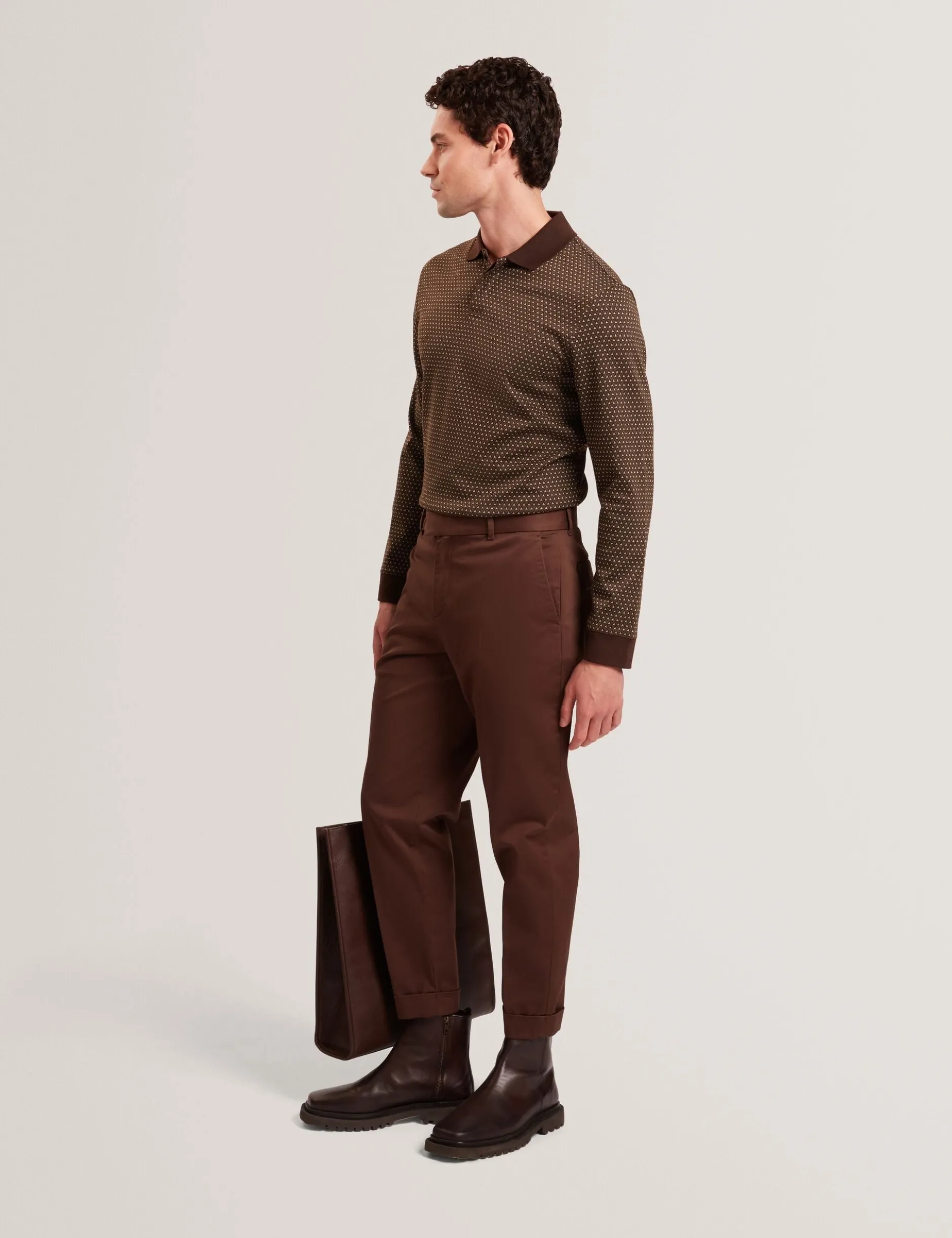 Long Sleeve Geo Jacquard Polo