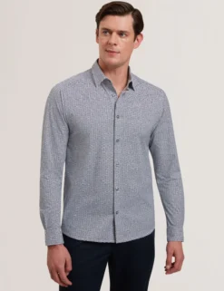 Long Sleeve Geo Print Shirt