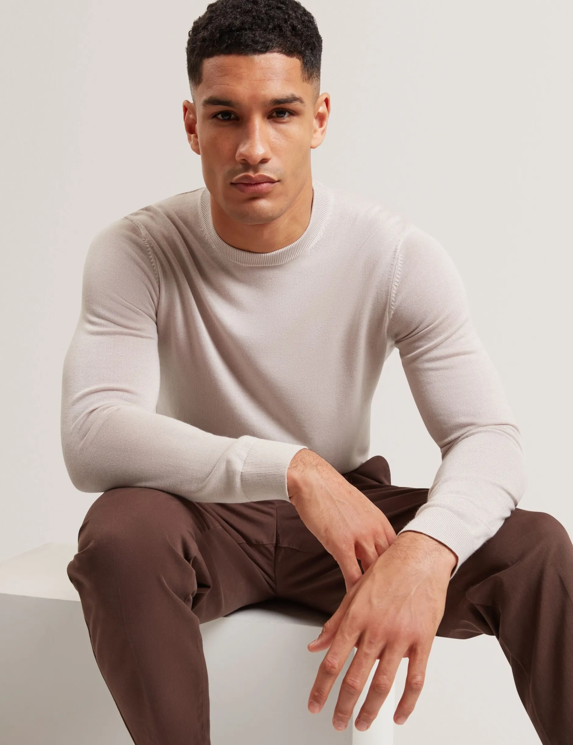 Long Sleeve Silk Blend Crew Neck Jumper