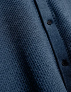 Long Sleeve Textured Button-Through Polo