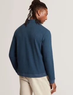 Long Sleeve Textured Button-Through Polo