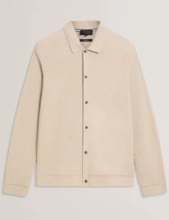 Long Sleeve Textured Button-Through Polo
