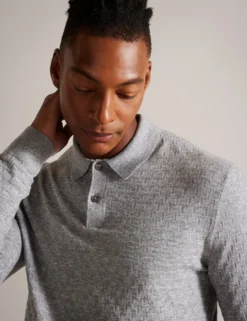 Long Sleeve T Stitch Knitted Polo