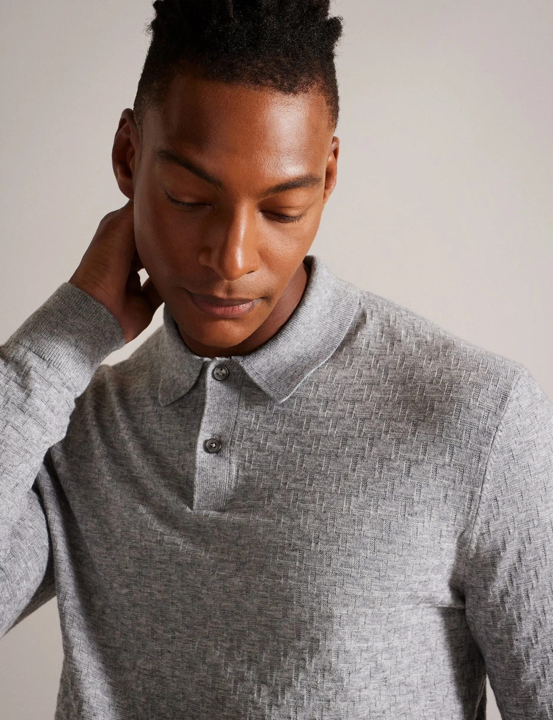 Long Sleeve T Stitch Knitted Polo