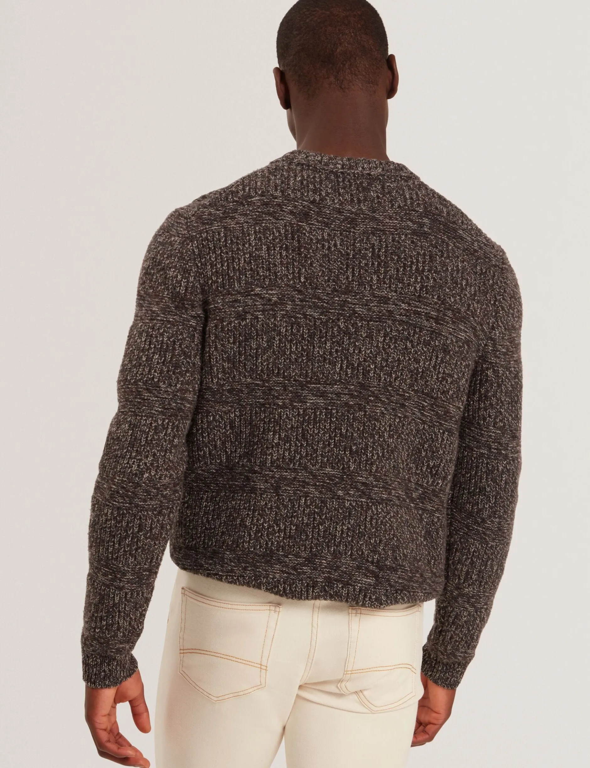 Marled Wool Knit Crew Neck Sweater