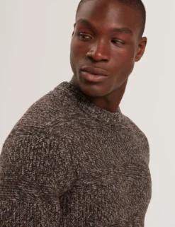 Marled Wool Knit Crew Neck Sweater