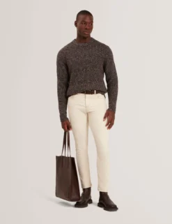 Marled Wool Knit Crew Neck Sweater