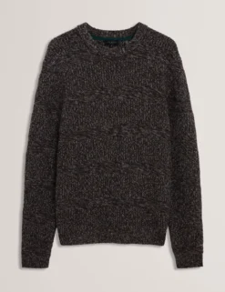 Marled Wool Knit Crew Neck Sweater