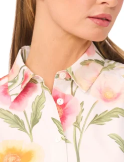 Meadow Print Cotton Sleeveless Shirt Dress
