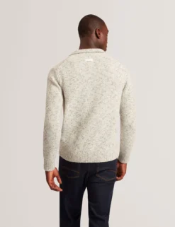 Melange Knit Long Sleeve Polo Shirt