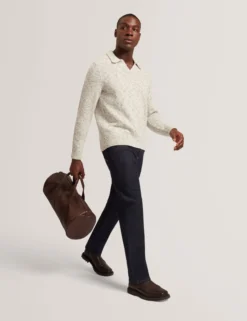 Melange Knit Long Sleeve Polo Shirt