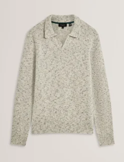 Melange Knit Long Sleeve Polo Shirt