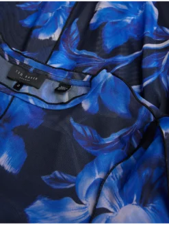 Mesh Long Sleeve Printed Dress