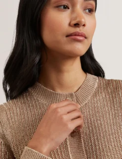 Metallic Knit Cropped Cardigan
