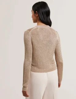Metallic Knit Cropped Cardigan