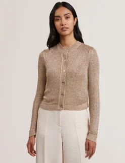Metallic Knit Cropped Cardigan