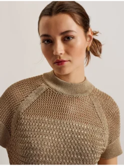 Metallic Knitted Short Sleeve Top