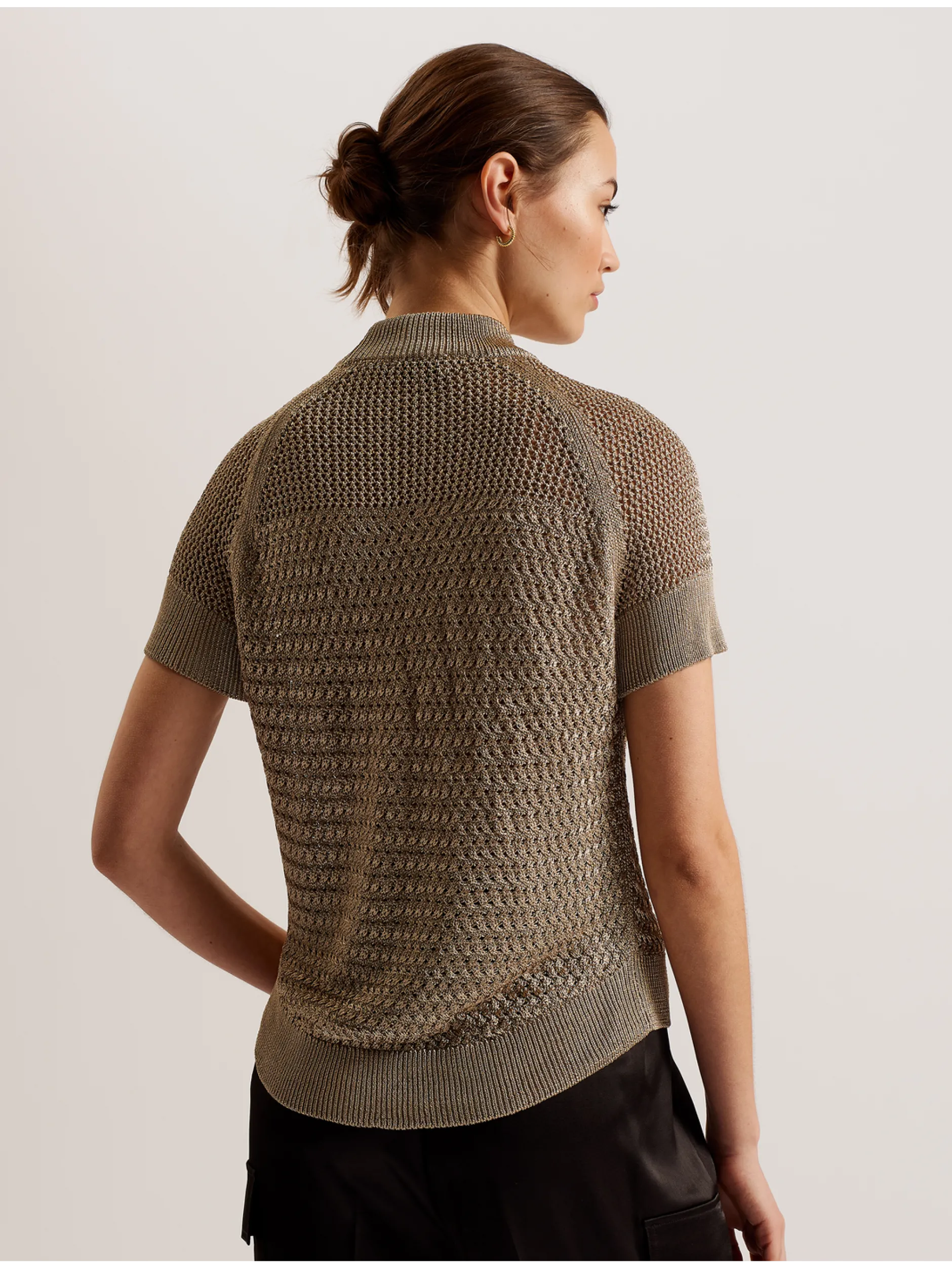 Metallic Knitted Short Sleeve Top