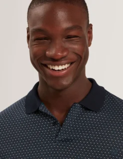 Micro Geo Jacquard Long Sleeve Polo