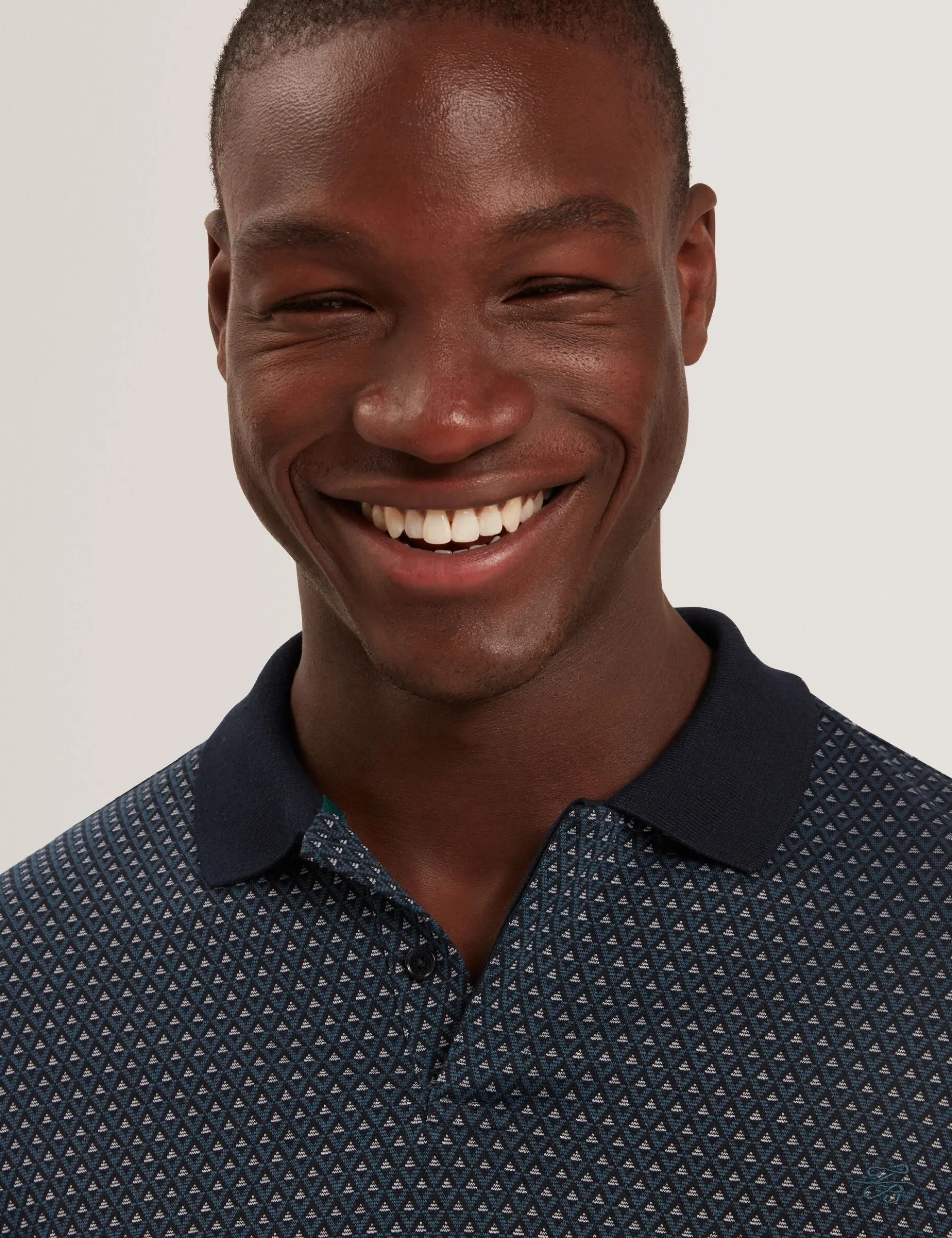 Micro Geo Jacquard Long Sleeve Polo