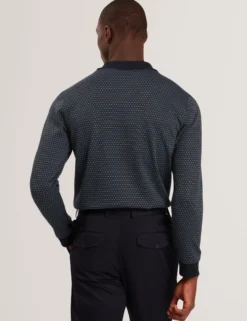 Micro Geo Jacquard Long Sleeve Polo