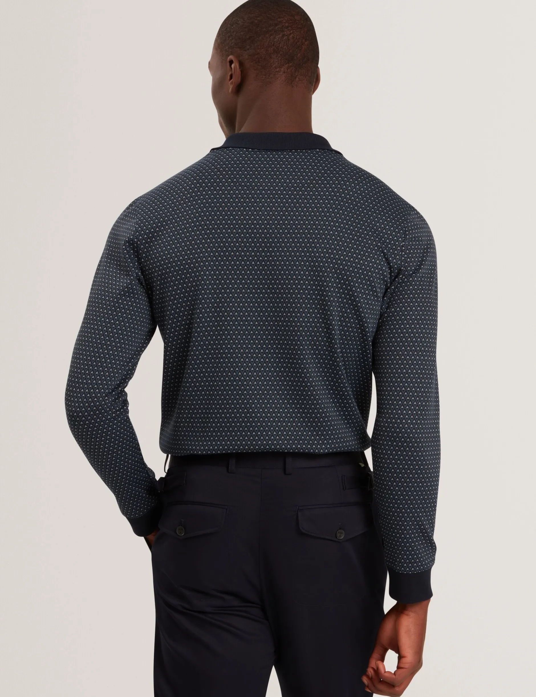 Micro Geo Jacquard Long Sleeve Polo